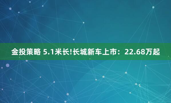 金投策略 5.1米长!长城新车上市：22.68万起